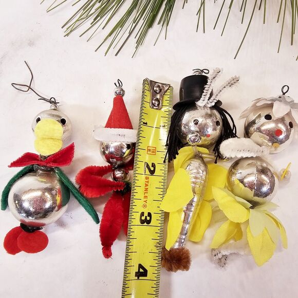 4 Vintage Pipe Cleaner & Glass? Figures People Christmas Ornaments Decorations - Picture 15 of 15